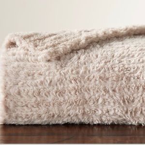 Pottery Barn Faux Fur Knitted Throw in ivory